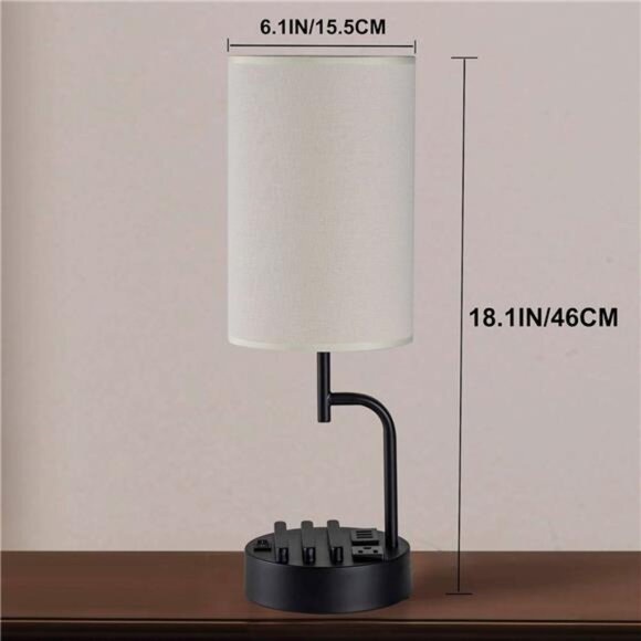 Table Lamp with 3 USB Charging Ports, Modern Desk Lamp with AC Outlet - Picture 5 of 8
